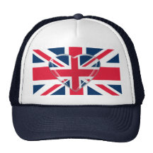 Union Jack Flag with Heart Design Mesh Hats