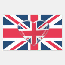 Union Jack Flag with Heart Design Stickers
