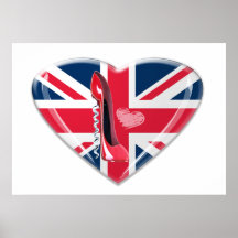 Union Jack Heart and Stiletto Poster