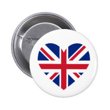 Union Jack Heart Shape Button