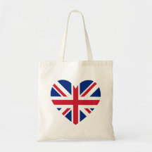 Union Jack Heart Shape Canvas Bags