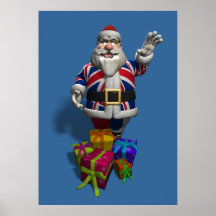Union Jack Santa Claus Print