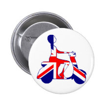 Union Jack scooter girl Button