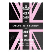 Union Jack UK Flag Birthday Party For Her invitations