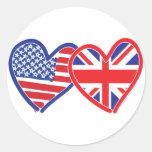 Union Jack/USA Round Sticker