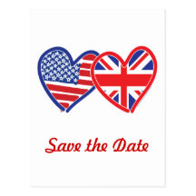 Union Jack/USA Save the Date Postcards