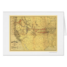 Union Pacific Railroad Map 1900 Greeting Card