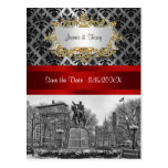 Union Square NYC Black Damask 211 Save the Date Post Cards