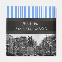 Union Square NYC in Winter BW 01 Save the Date Magnets