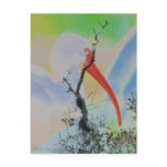 Unique combo solarized colors tree and bird post card