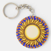 Unique Flaming Tribal Sun Design Keychain