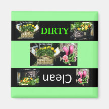 Unique Flower Gift Clean Dirty Dishwasher Magnet