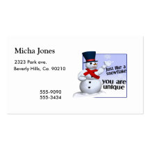 Unique Like A Snowflake Business Card Templates