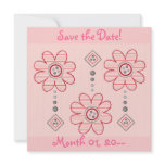 Unique Pink Cross Stitch Flower Announcements invitations