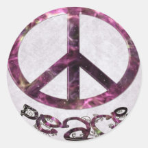 Unique Pretty Peace Sign Round Stickers