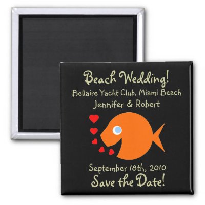Unique Save The Date Beach Wedding Magnet by Swisstoons