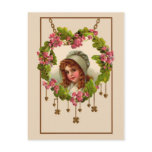Unique vintage illustration - Hearts and Clover postcards