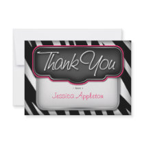 Unique Zebra Print "Thank you" Flat Card Personalized Invites
