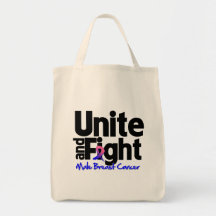 Unite and Fight Male Breast Cancer Tote Bags