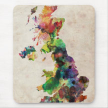 United Kingdom Watercolor Map Mousemats