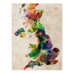 United Kingdom Watercolor Map Post Cards