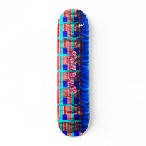 United States Flag and Pink Blocks API Skate Board