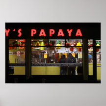 United States, New York. Grey's Papaya: window Posters