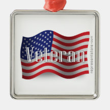 United States Veteran Waving Flag Christmas Ornament