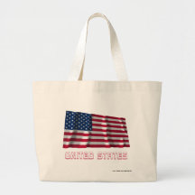 United States Waving Flag with Name Canvas Bags