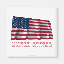 United States Waving Flag with Name Refrigerator Magnets