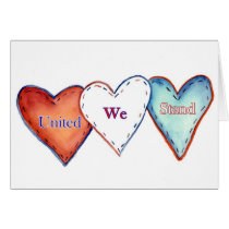 United We Stand Patriotic Hearts Card