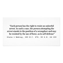 Unlawful Arrest and Self Defence State v Mobley Photo Greeting Card