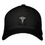 UNM SOM Hat Blk on Blk Front embroidered hats