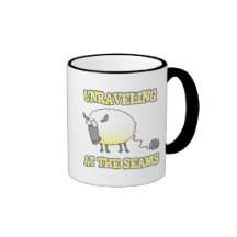 unraveling at the seams funny sheep cartoon mug