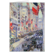 Up the Avenue from 34th Street, May 1917 by Hassam Greeting Cards