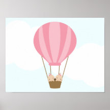 Up, Up and Away! Twin Girls Children's Wall Art Poster
