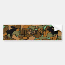 UpNorth Moose Silhouette Camo  Bumper Sticker