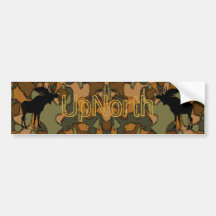 UpNorth Moose Silhouette Camo  Bumper Sticker