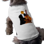 Upright bass player, full body black suit dog t shirt