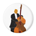Upright bass player, full body black suit fridge magnet