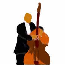 Upright bass player, full body black suit cut outs