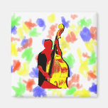 Upright Bass Player Image Design Red and Yellow Fridge Magnet