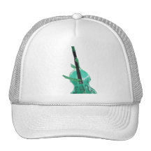 Upright bass, two hands, aqua version for musician hat