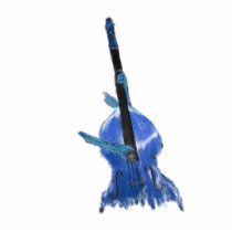 Upright orchestral acoustic double bass blue art