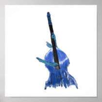 Upright orchestral acoustic double bass blue art