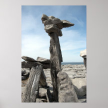upright standing boulders in the rocky burren print