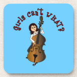 Upright String Double Bass Player Girl Coaster
