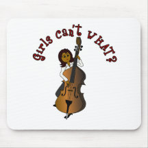 Upright String Double Bass Player Woman Mouse Pads