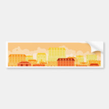 Urban avenue scene with smart townhouses bumper sticker