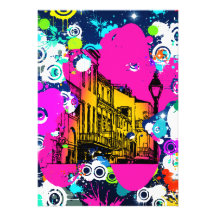 urban city graffiti paint splatter design colourfu custom invitations